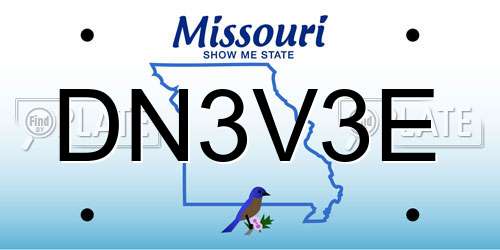DN3V3E Missouri License Plate