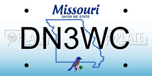 DN3WC Missouri License Plate