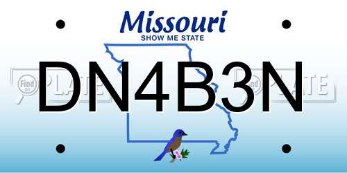 DN4B3N Missouri License Plate