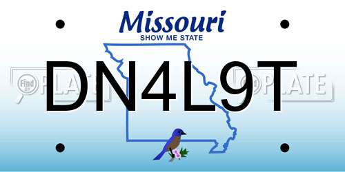 DN4L9T Missouri License Plate