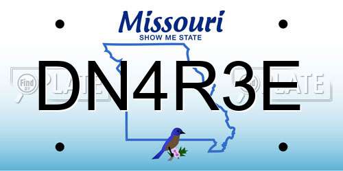 DN4R3E Missouri License Plate
