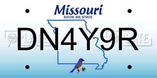 DN4Y9R Missouri License Plate