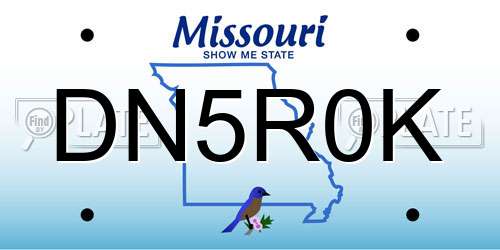 DN5R0K Missouri License Plate
