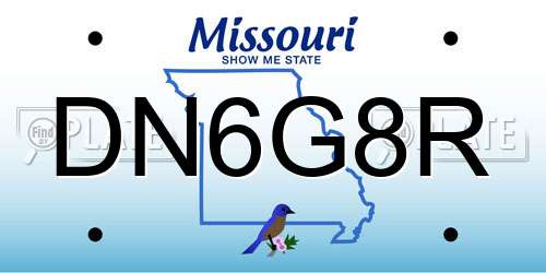 DN6G8R Missouri License Plate