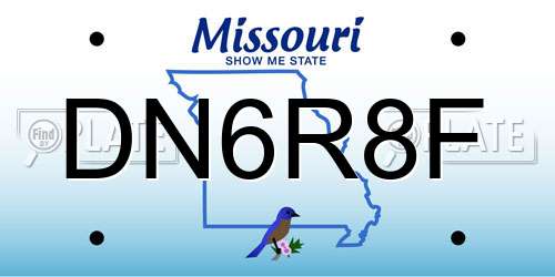 DN6R8F Missouri License Plate