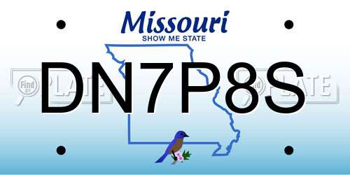 DN7P8S Missouri License Plate