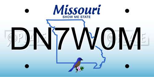 DN7W0M Missouri License Plate
