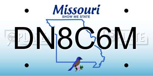 DN8C6M Missouri License Plate