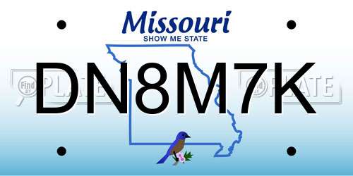 DN8M7K Missouri License Plate
