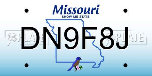 DN9F8J Missouri License Plate