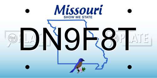 DN9F8T Missouri License Plate