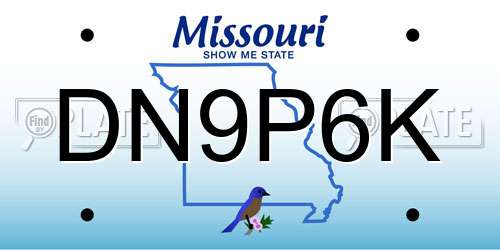 DN9P6K Missouri License Plate