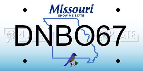 DNBO67 Missouri License Plate