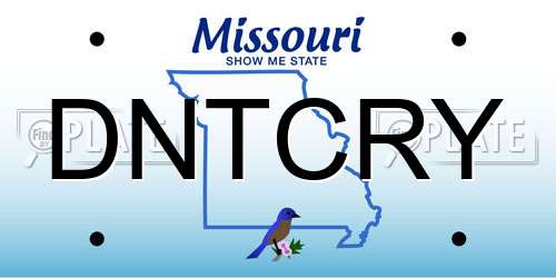 DNTCRY Missouri License Plate