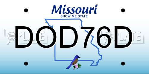 DOD76D Missouri License Plate