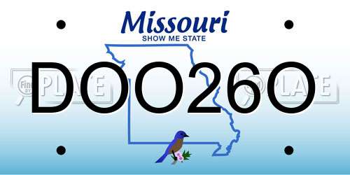 DOO26O Missouri License Plate