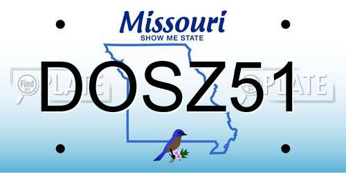 DOSZ51 Missouri License Plate