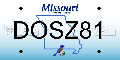 DOSZ81 Missouri License Plate