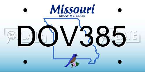 DOV385 Missouri License Plate