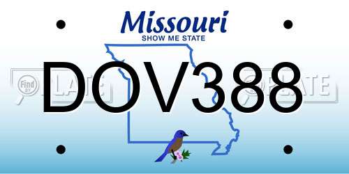 DOV388 Missouri License Plate