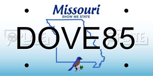 DOVE85 Missouri License Plate