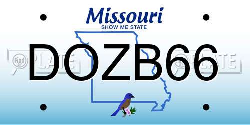 DOZB66 Missouri License Plate