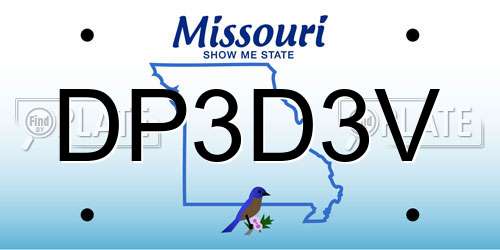 DP3D3V Missouri License Plate