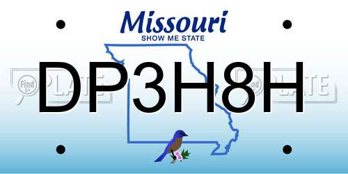 DP3H8H Missouri License Plate