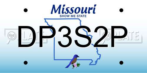 DP3S2P Missouri License Plate