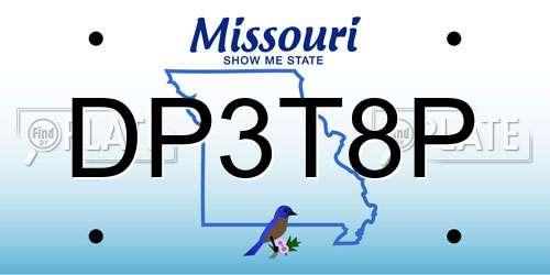 DP3T8P Missouri License Plate