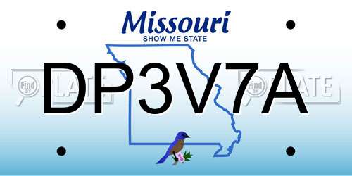 DP3V7A Missouri License Plate