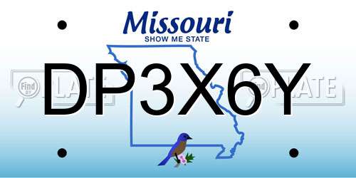 DP3X6Y Missouri License Plate