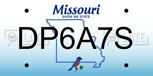 DP6A7S Missouri License Plate