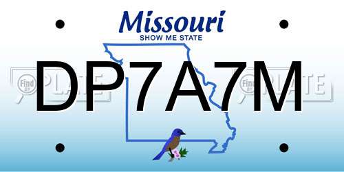 DP7A7M Missouri License Plate