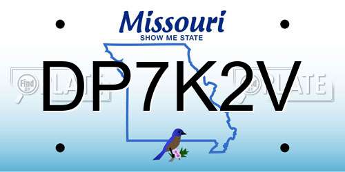 DP7K2V Missouri License Plate