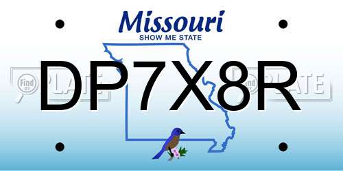 DP7X8R Missouri License Plate