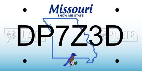 DP7Z3D Missouri License Plate