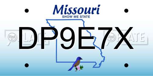 DP9E7X Missouri License Plate