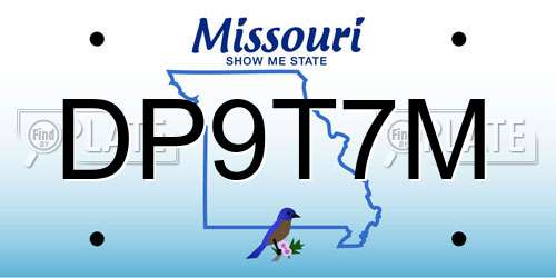 DP9T7M Missouri License Plate