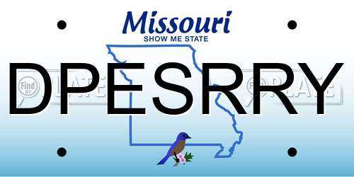 DPESRRY Missouri License Plate