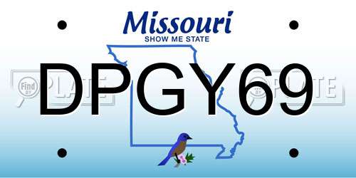 DPGY69 Missouri License Plate