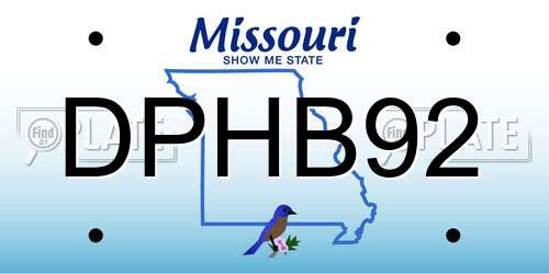 DPHB92 Missouri License Plate
