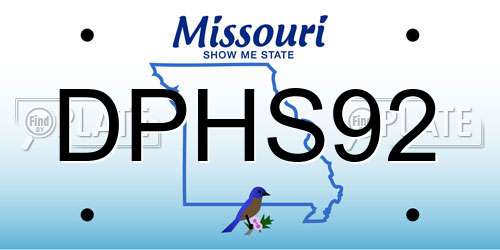 DPHS92 Missouri License Plate