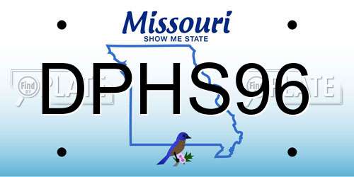 DPHS96 Missouri License Plate