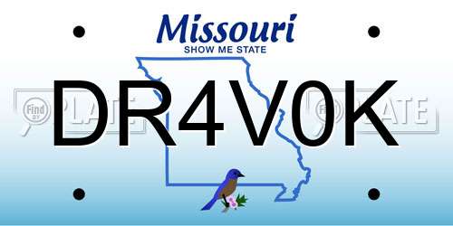 DR4V0K Missouri License Plate