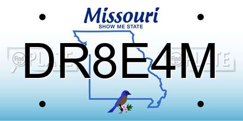 DR8E4M Missouri License Plate
