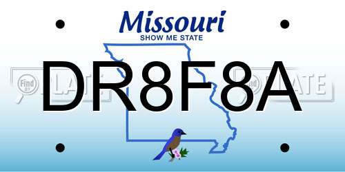 DR8F8A Missouri License Plate
