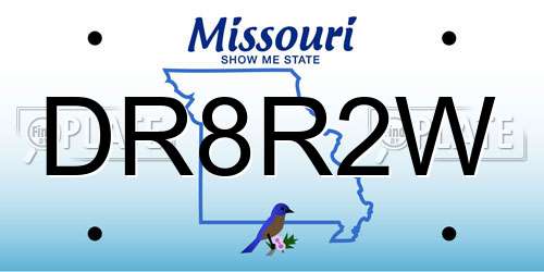 DR8R2W Missouri License Plate