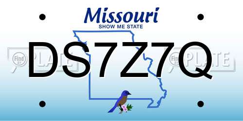 DS7Z7Q Missouri License Plate