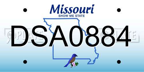 DSA0884 Missouri License Plate